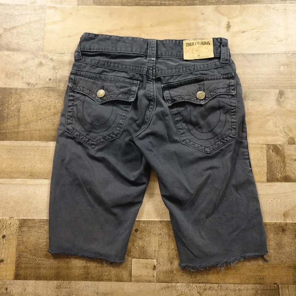 True Religion Ricky Short Men’s‎ 29 Washed Navy Cutoff Denim Jean Shorts